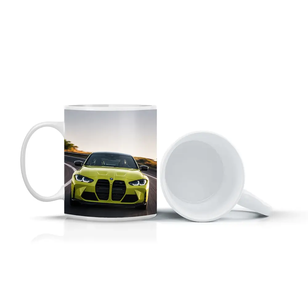 BMW M4 Lime Green On Winding Road – Mugs