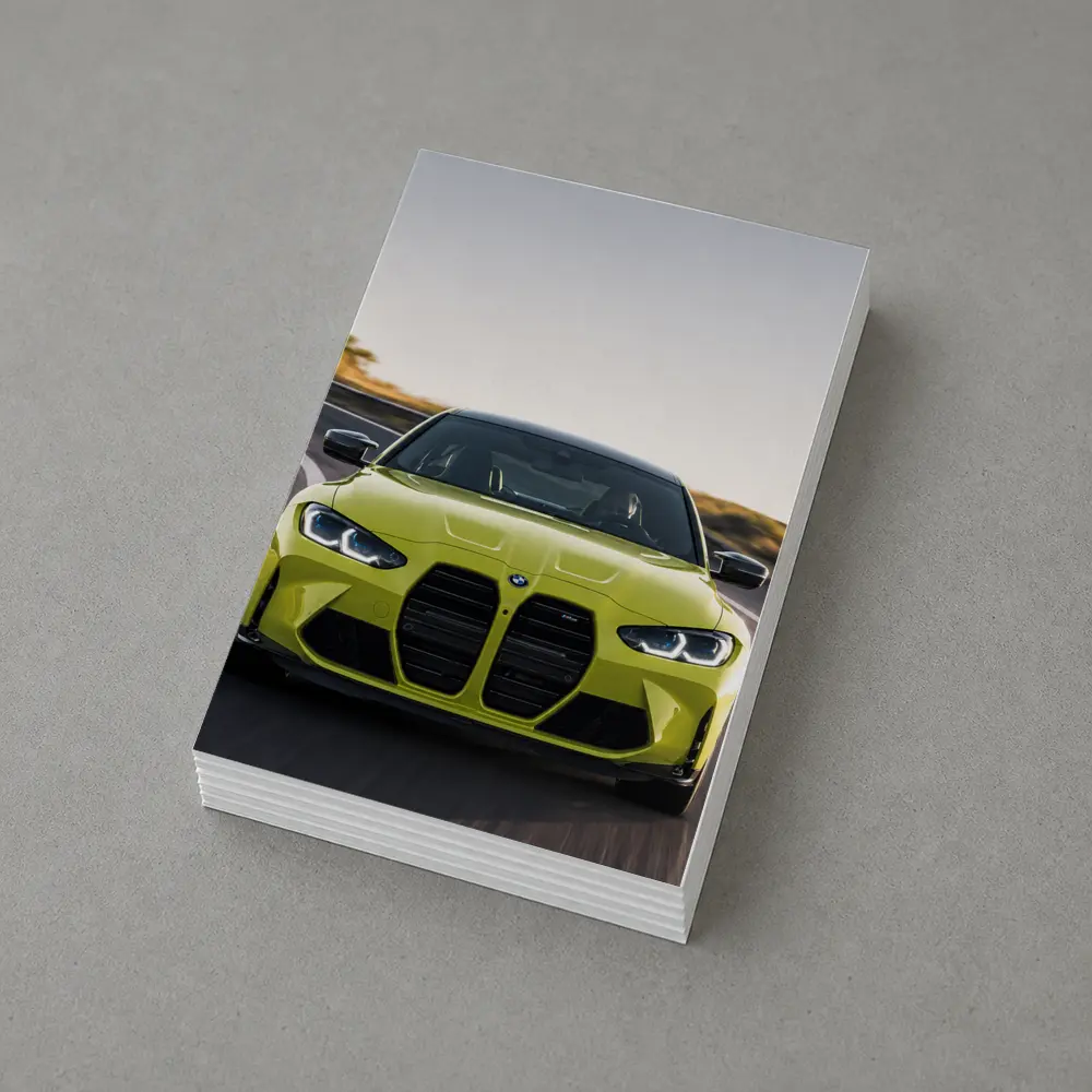 BMW M4 Lime Green On Winding Road – Postcards