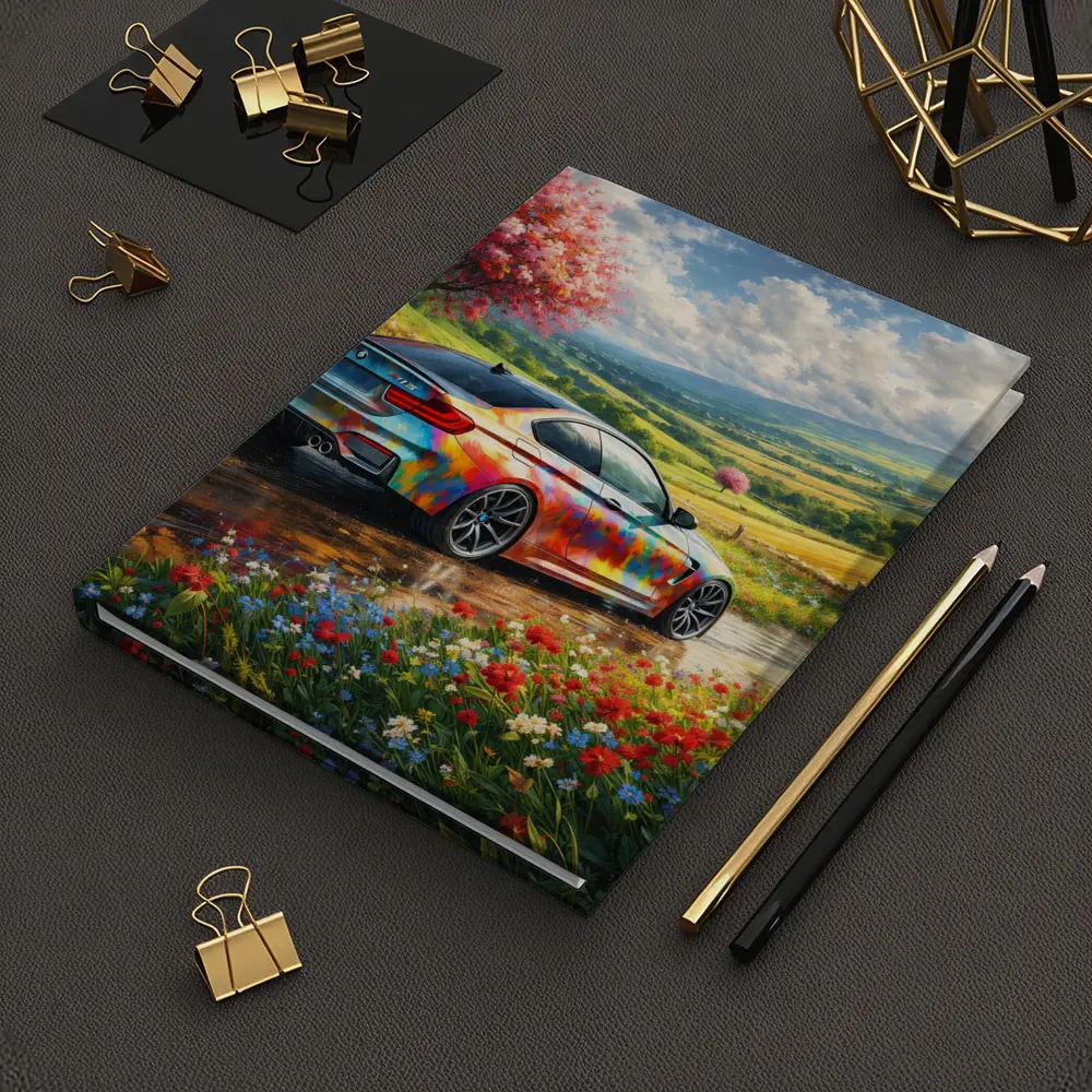 BMW M4 Colorful Art Countryside Floral Scene – Notebooks