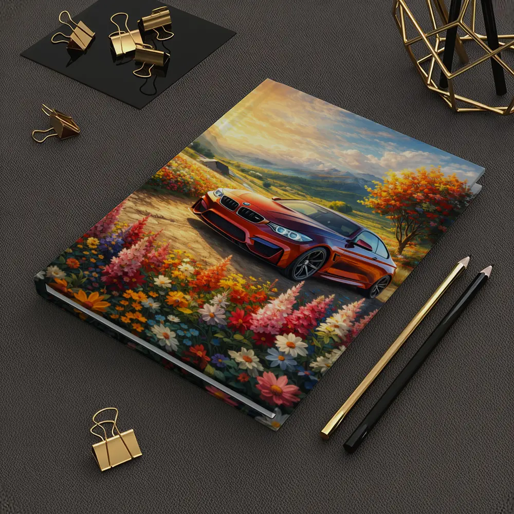 BMW M4 Red Sports Car Floral Landscape – Notebooks