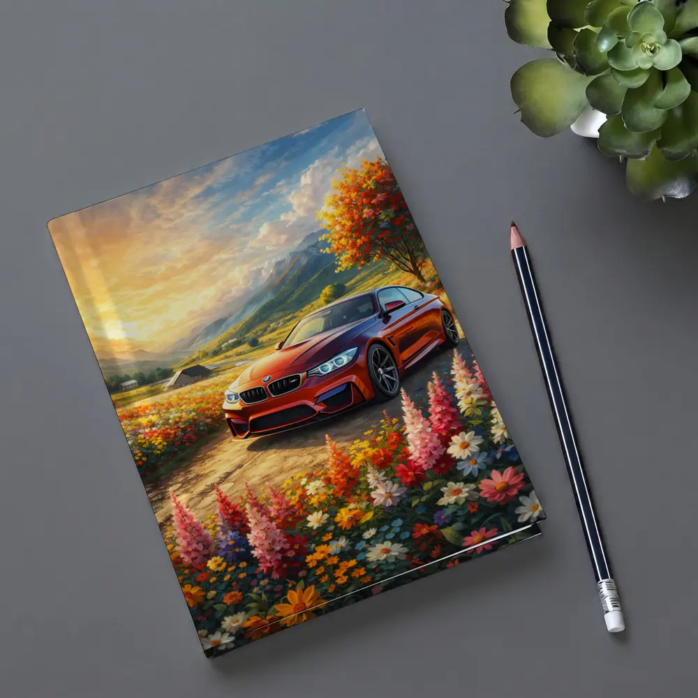 BMW M4 Red Sports Car Floral Landscape – Notebooks