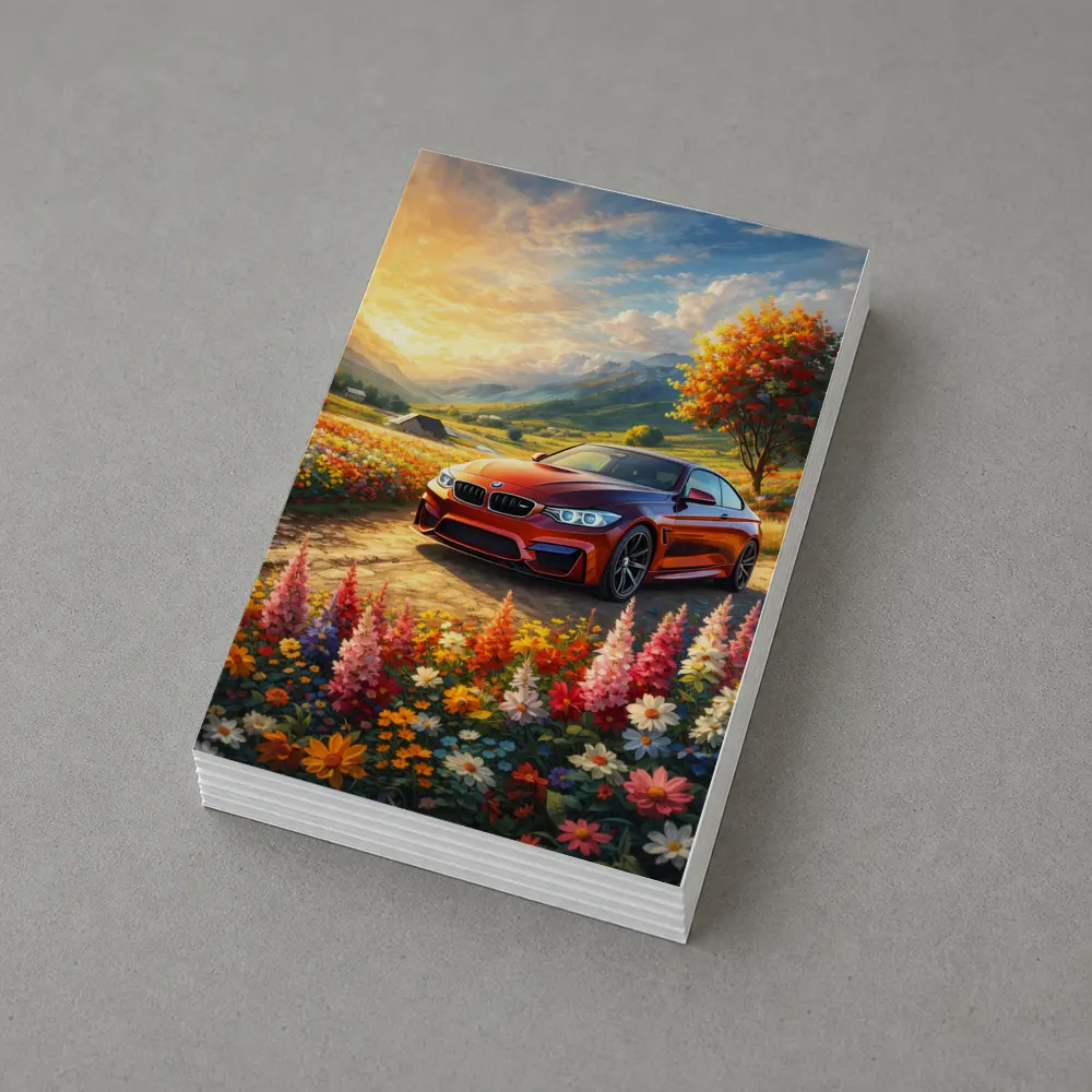 BMW M4 Red Sports Car Floral Landscape – Postcards