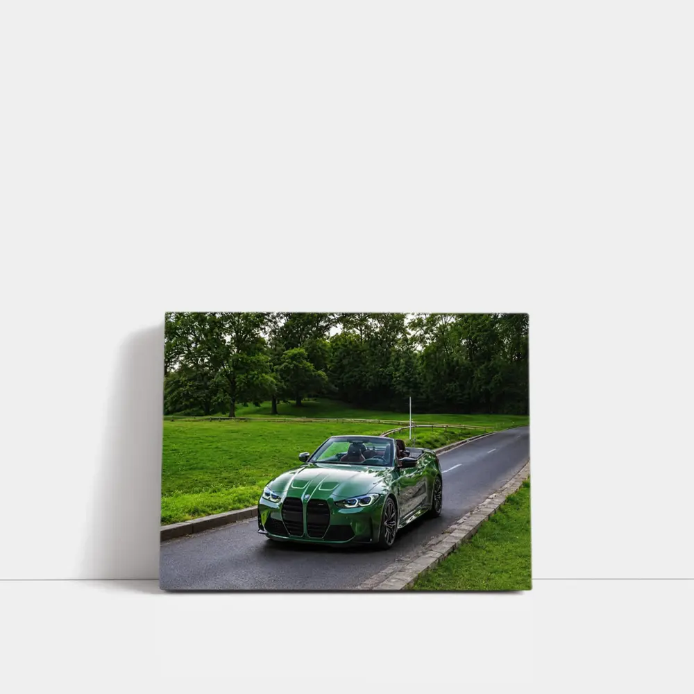 BMW M4 Convertible Green on Open Road – Wall Art