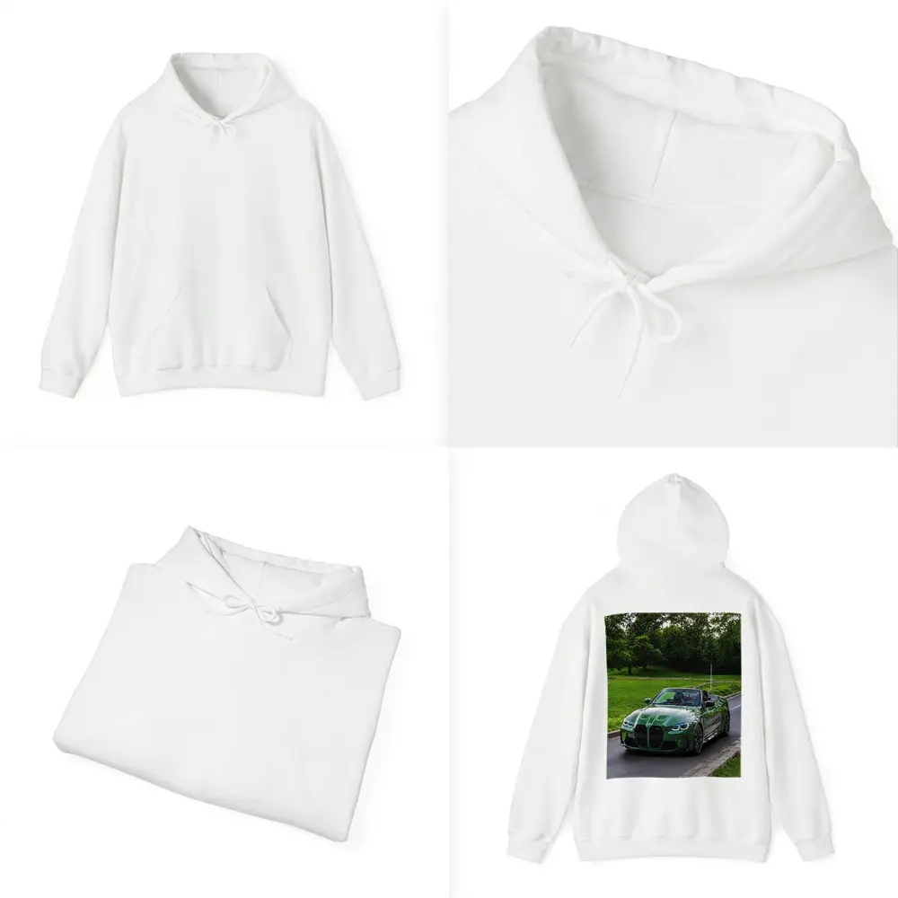 BMW M4 Convertible Green on Open Road – Hoodies