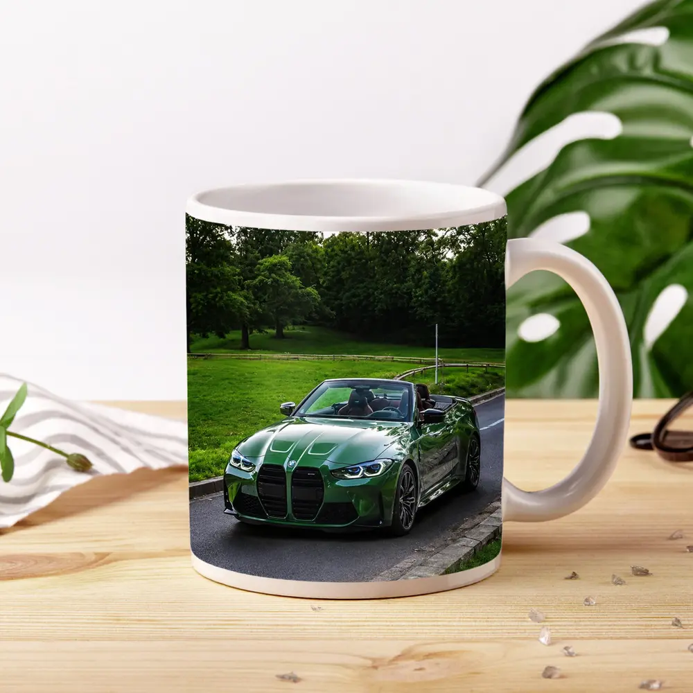 BMW M4 Convertible Green on Open Road – Mugs