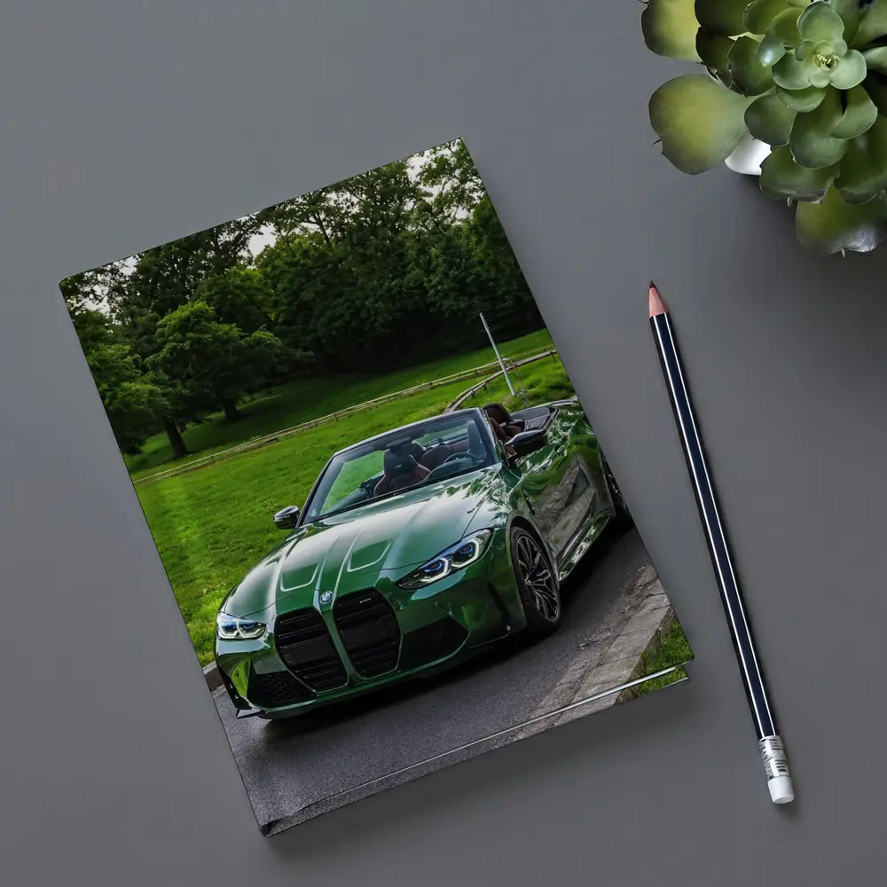 BMW M4 Convertible Green on Open Road – Notebooks