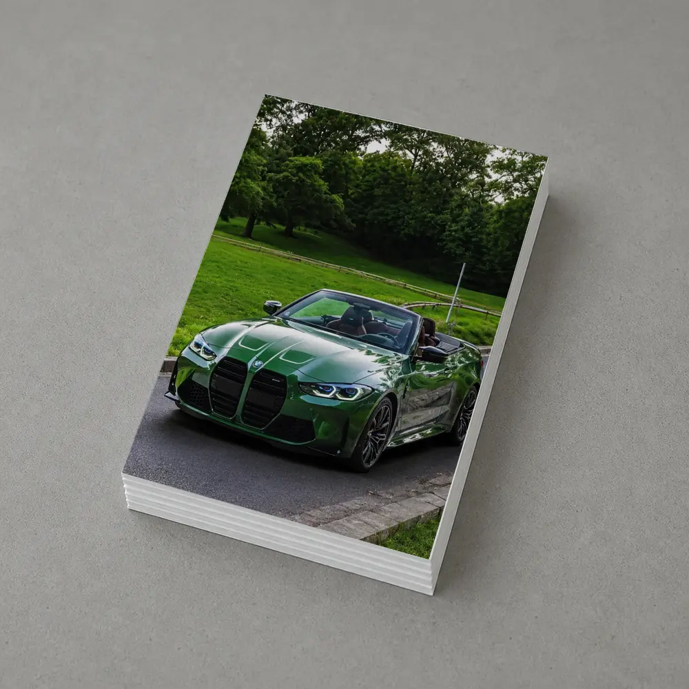 BMW M4 Convertible Green on Open Road – Postcards