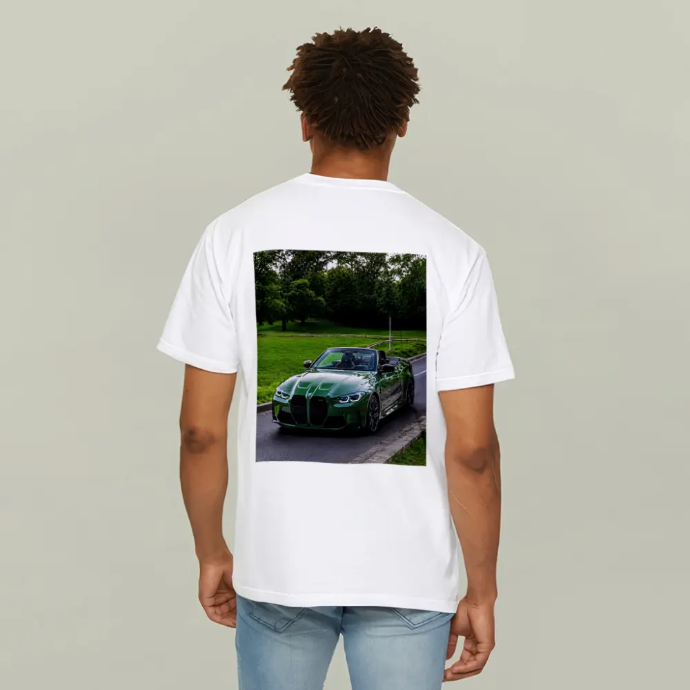BMW M4 Convertible Green on Open Road – T-Shirts