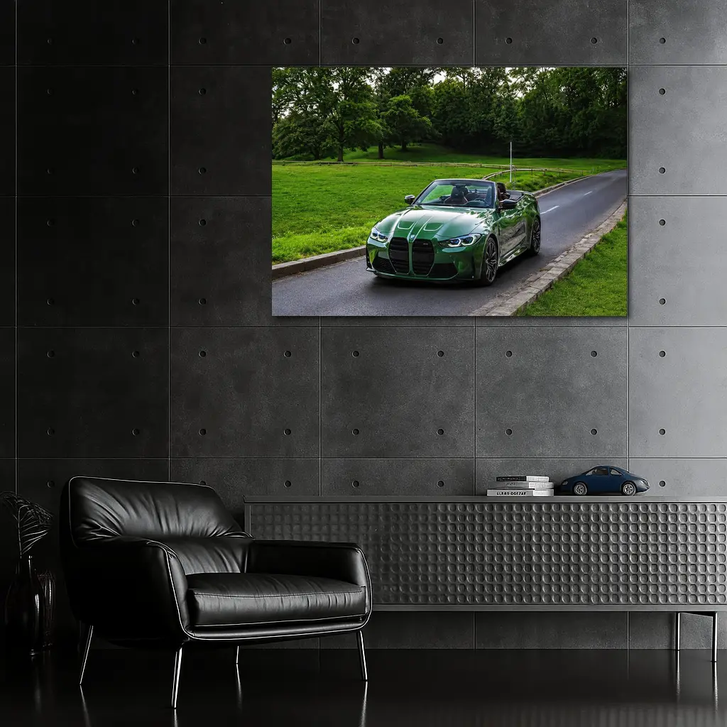 BMW M4 Convertible Green on Open Road – Wall Art