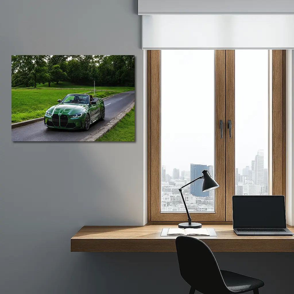 BMW M4 Convertible Green on Open Road – Wall Art