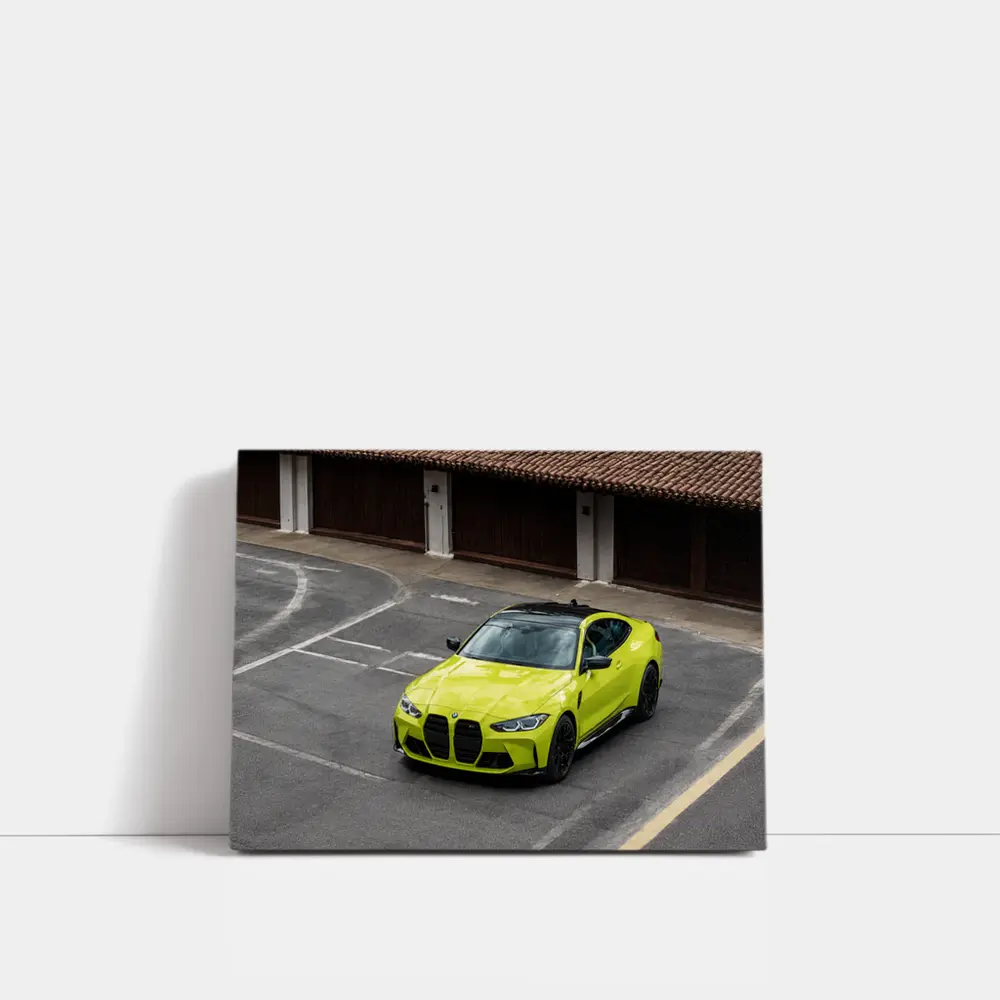 BMW M4 Lime Green Coupe Parking Lot – Wall Art