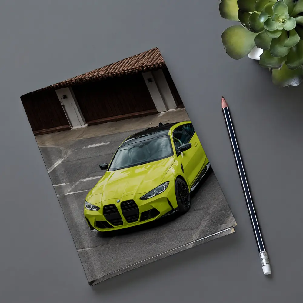 BMW M4 Lime Green Coupe Parking Lot – Notebooks