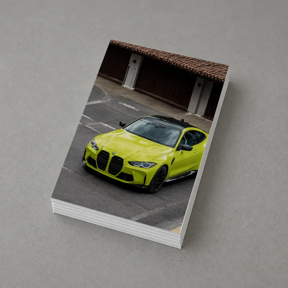 BMW M4 Lime Green Coupe Parking Lot – Postcards