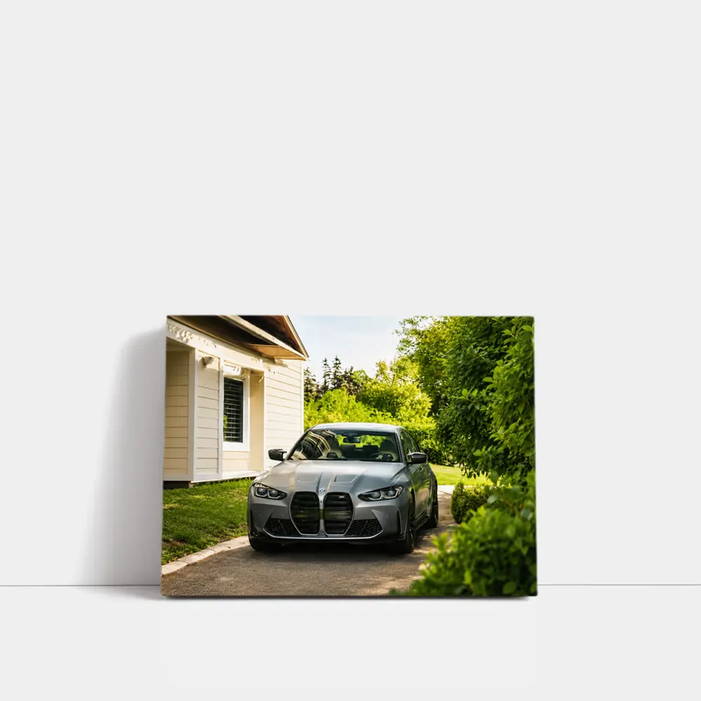 BMW M3 Gray Sedan Suburban Driveway Setting – Wall Art
