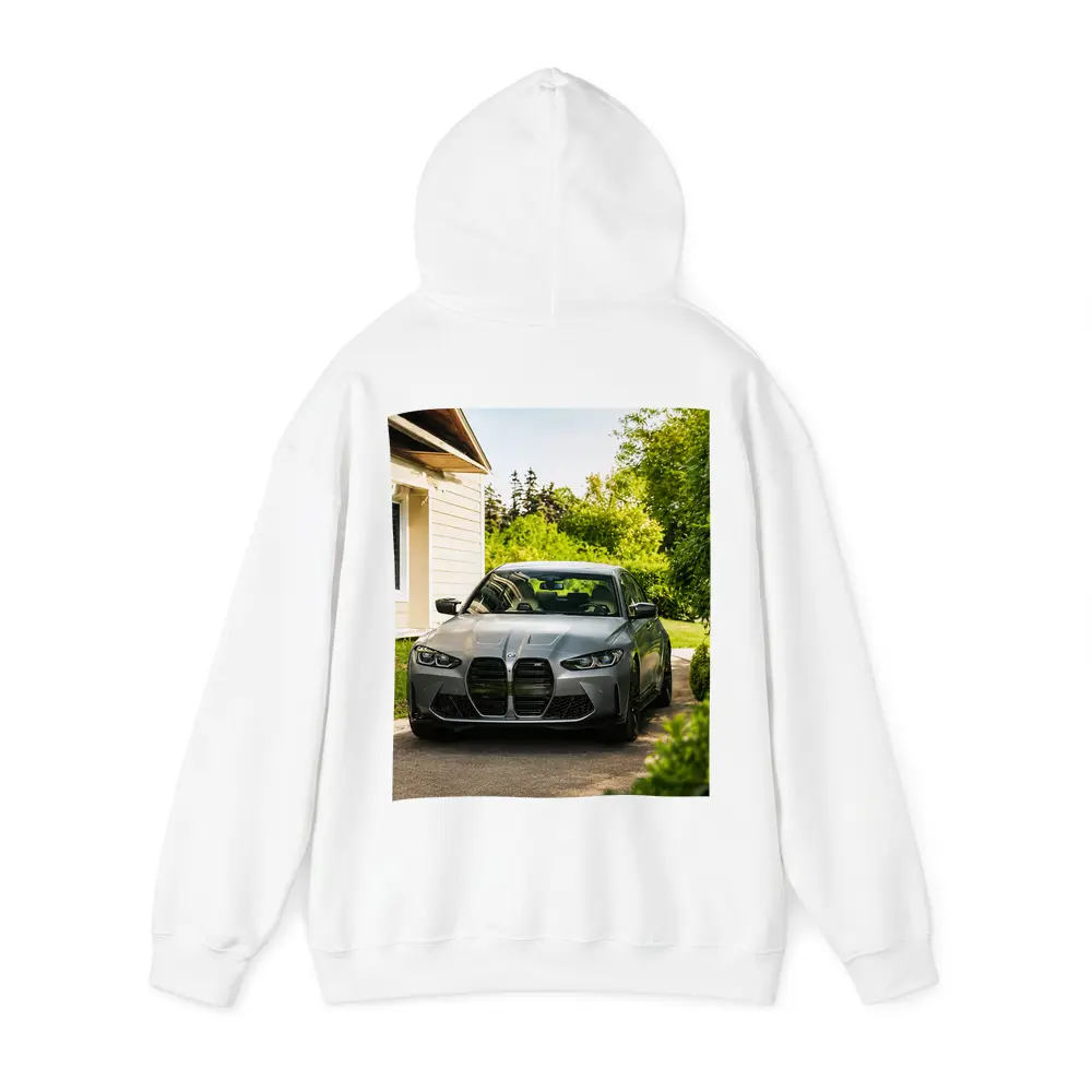 BMW M3 Gray Sedan Suburban Driveway Setting – Hoodies