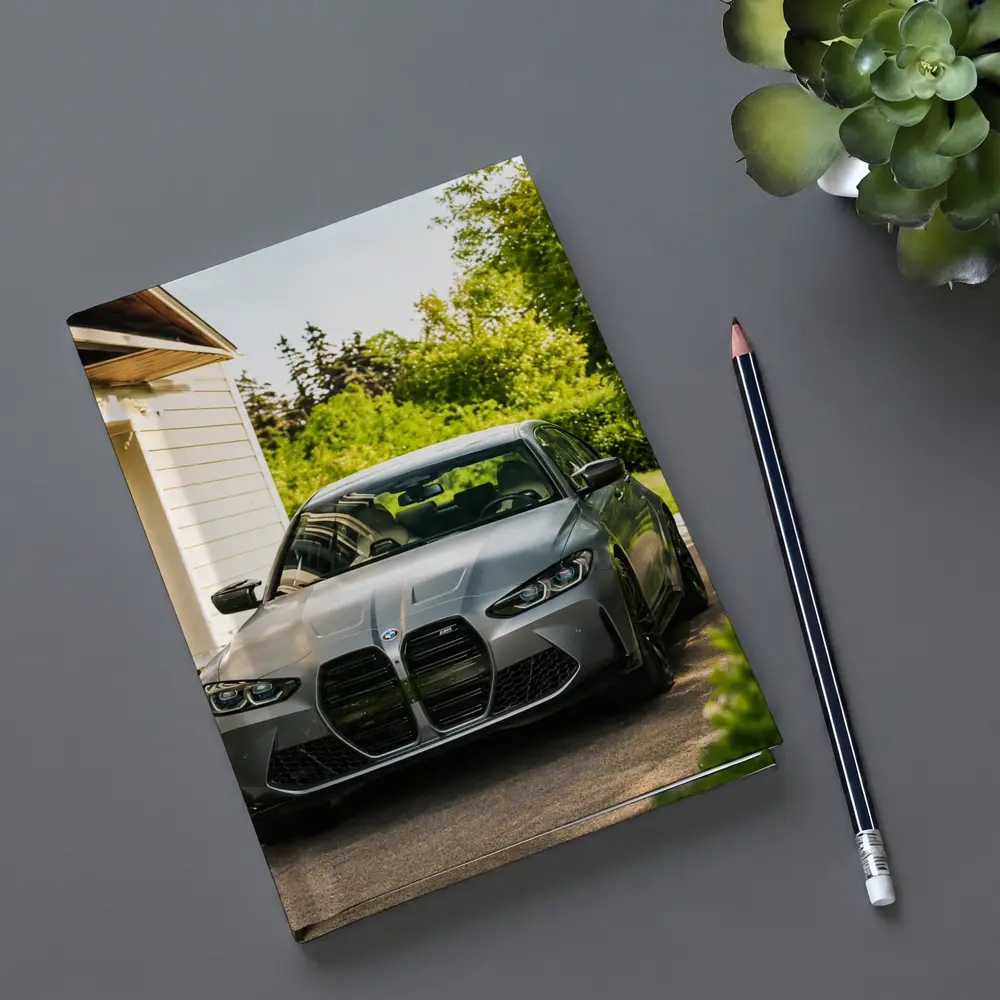 BMW M3 Gray Sedan Suburban Driveway Setting – Notebooks