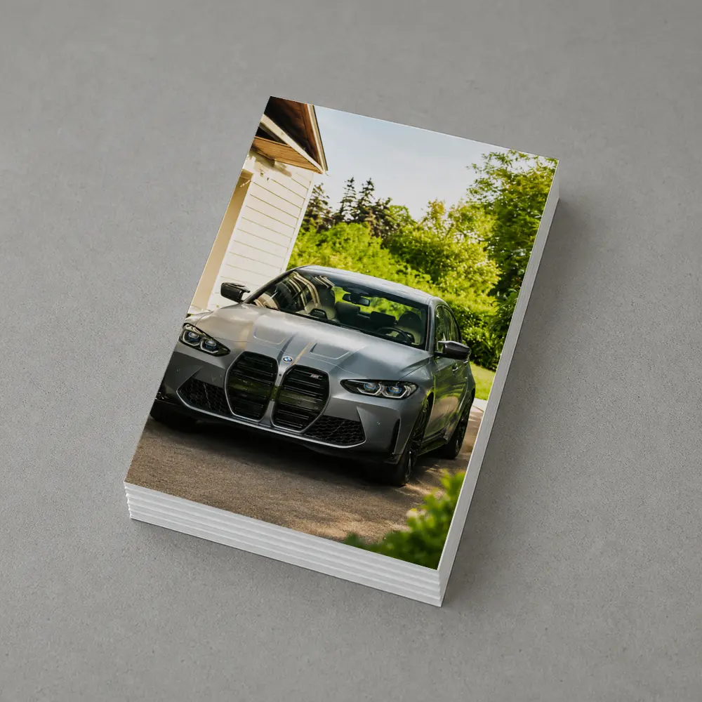 BMW M3 Gray Sedan Suburban Driveway Setting – Postcards