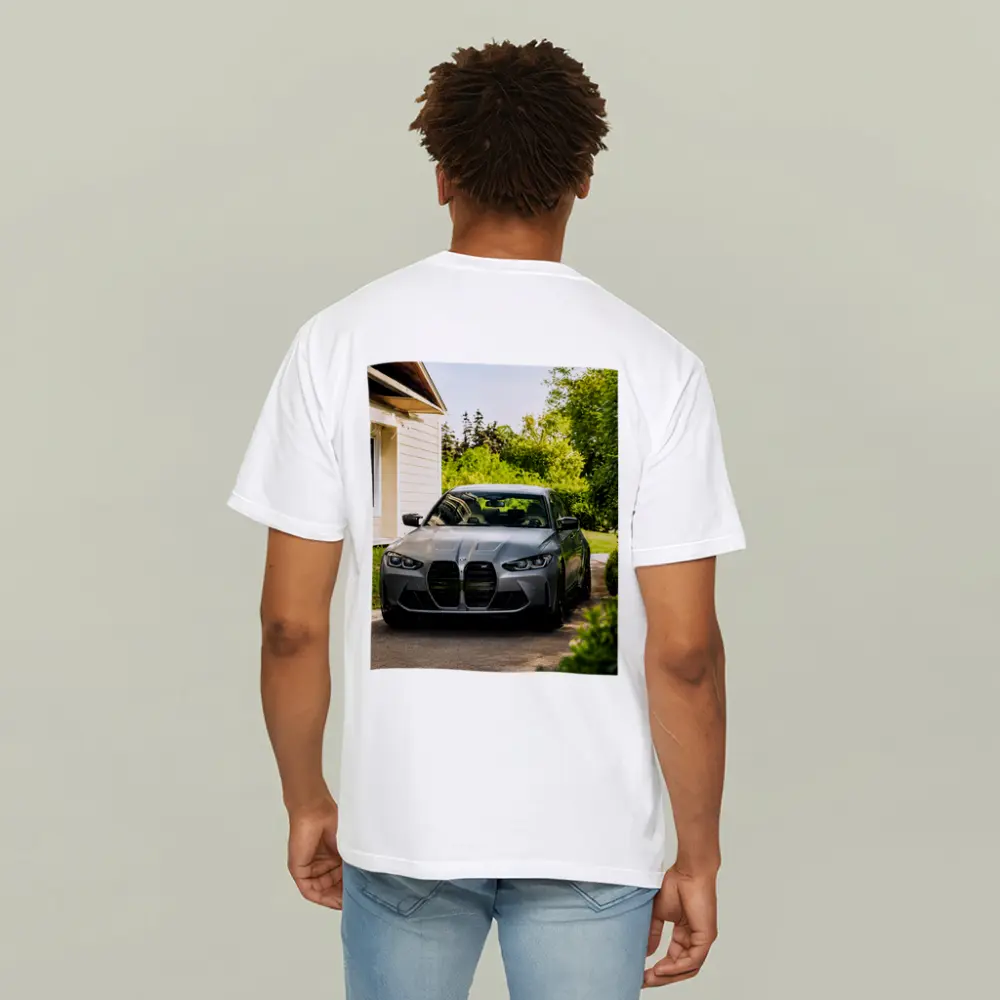 BMW M3 Gray Sedan Suburban Driveway Setting – T-Shirts