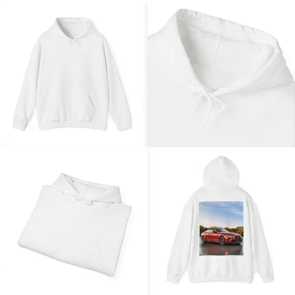 BMW M4 Orange Coupe Wet Parking Lot – Hoodies