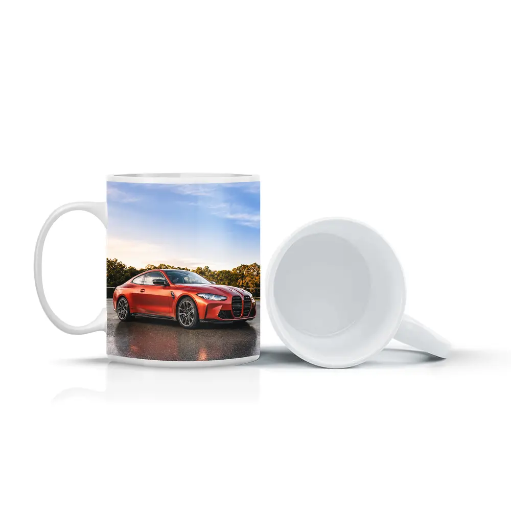 BMW M4 Orange Coupe Wet Parking Lot – Mugs