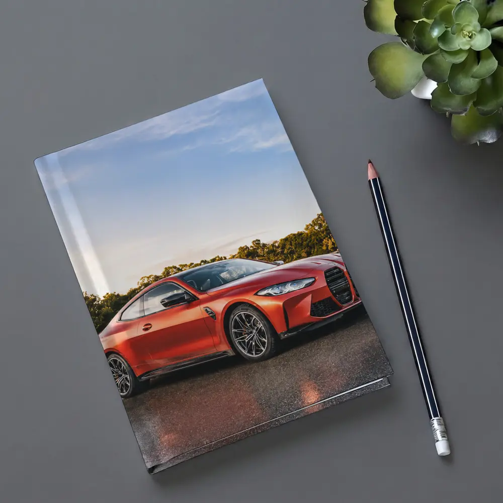 BMW M4 Orange Coupe Wet Parking Lot – Notebooks