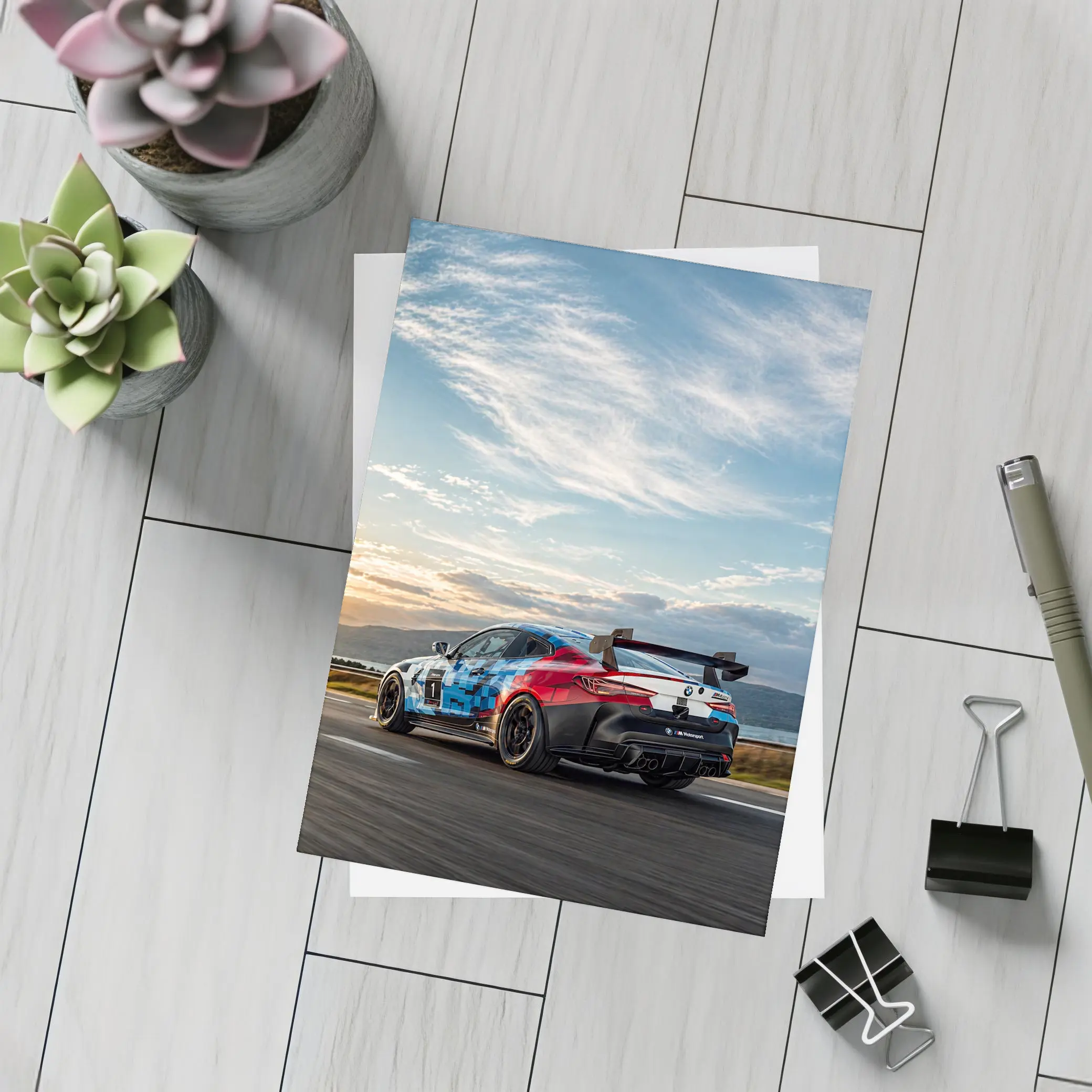 BMW M4 GT4 Racing on Open Road – Postcards