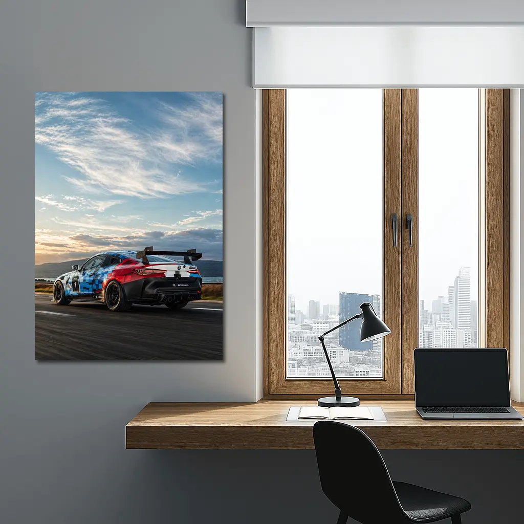 BMW M4 GT4 Racing on Open Road – Wall Art