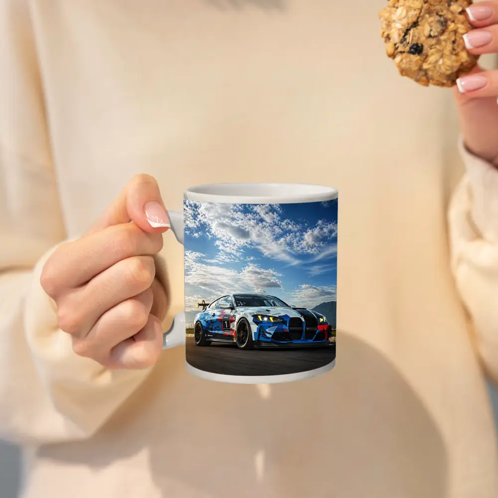 BMW M4 GT4 Racing Car Track Action – Mugs