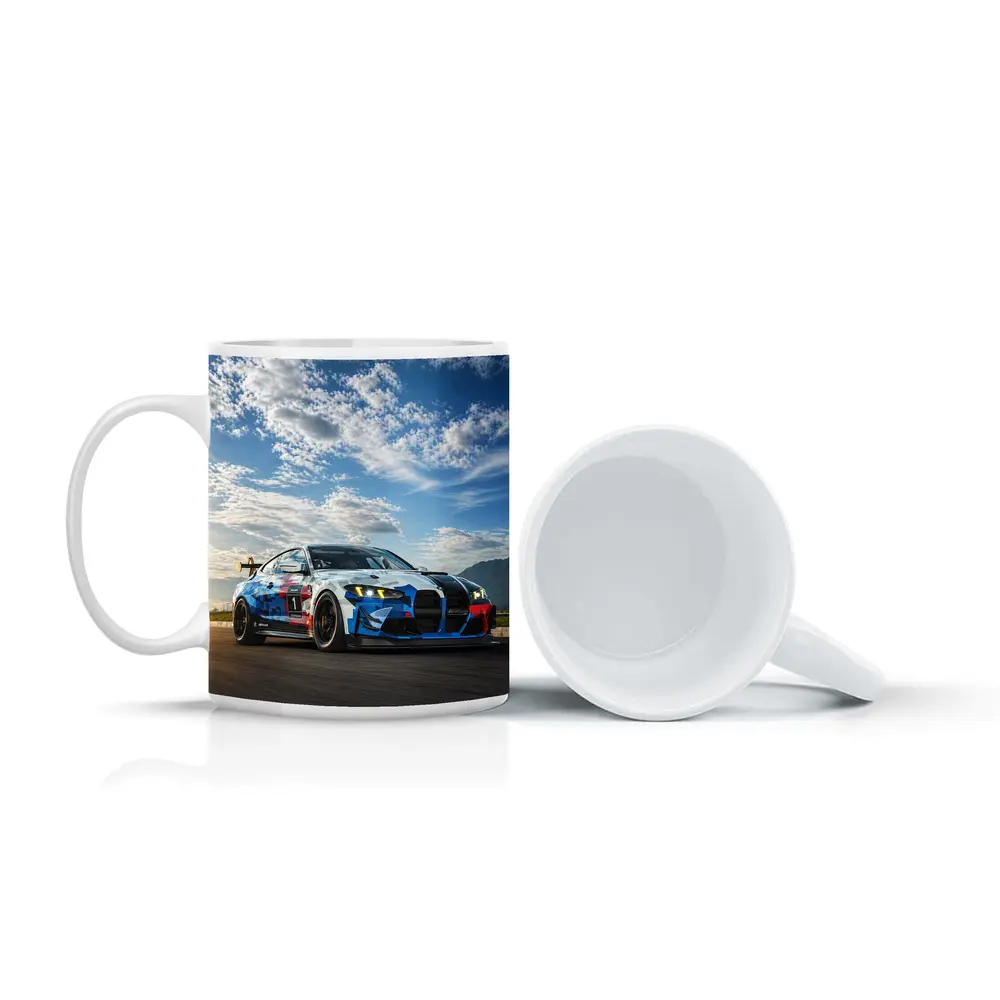 BMW M4 GT4 Racing Car Track Action – Mugs