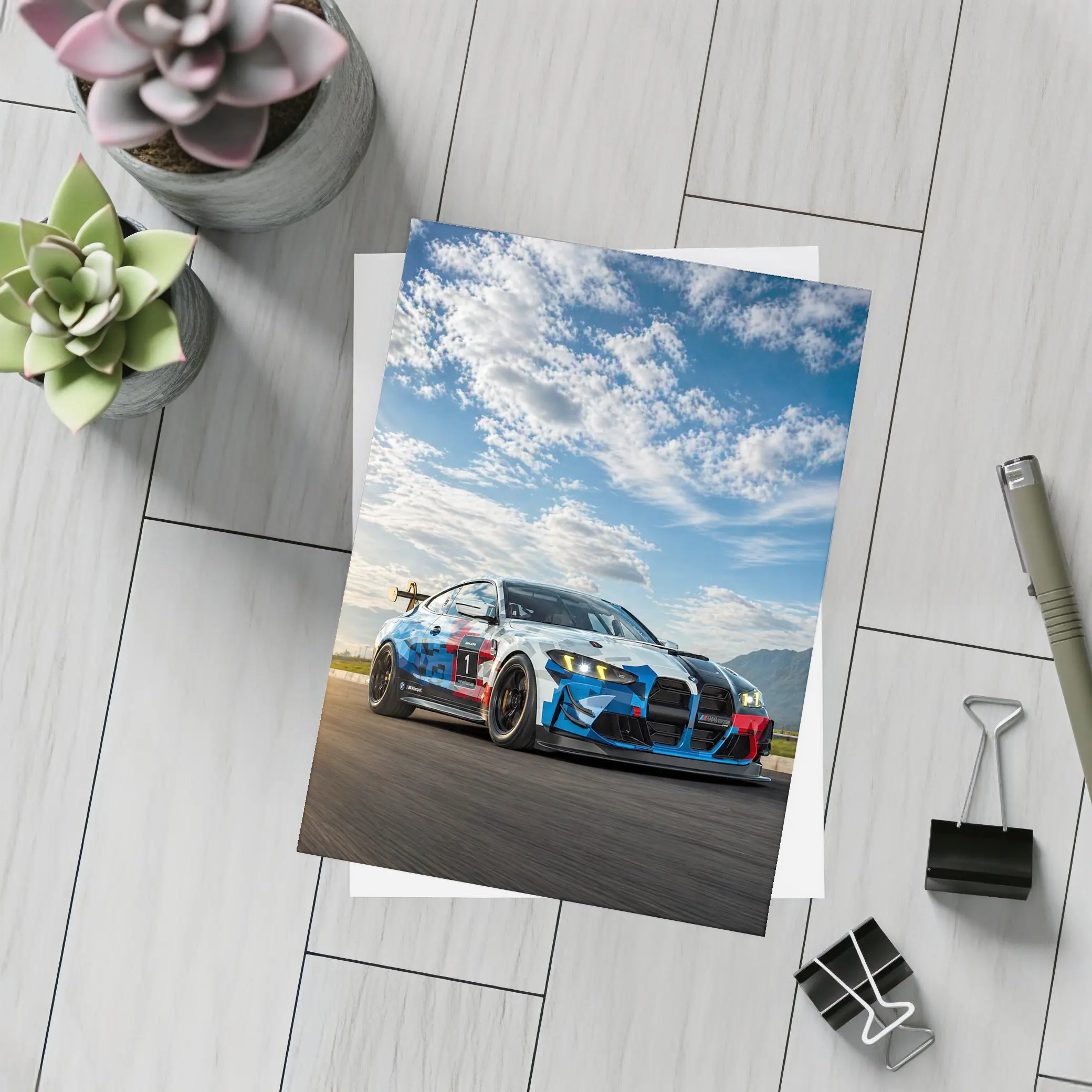 BMW M4 GT4 Racing Car Track Action – Postcards