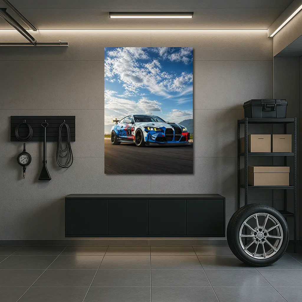 BMW M4 GT4 Racing Car Track Action – Wall Art