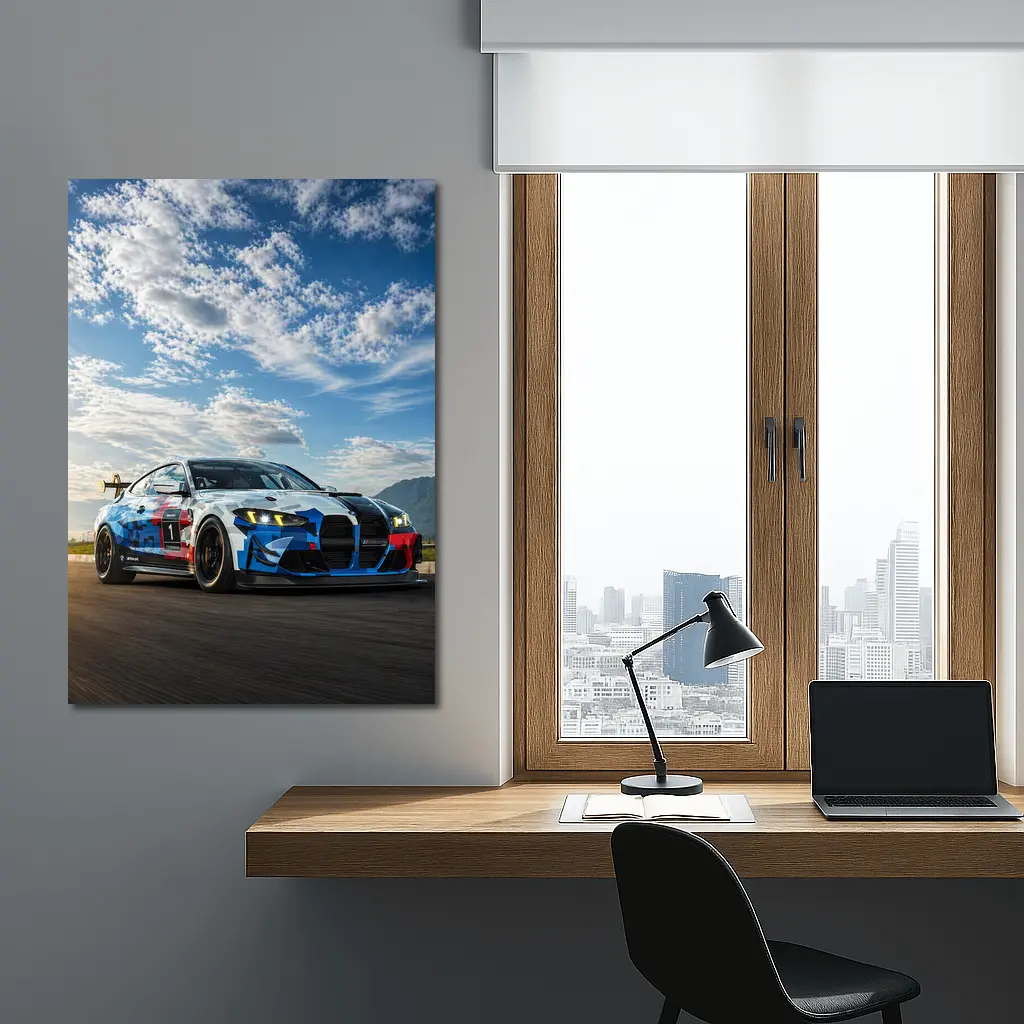 BMW M4 GT4 Racing Car Track Action – Wall Art