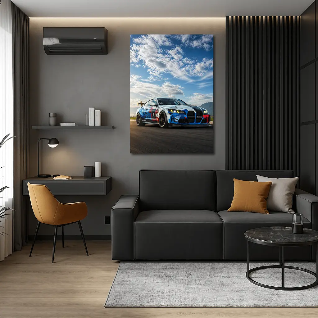 BMW M4 GT4 Racing Car Track Action – Wall Art
