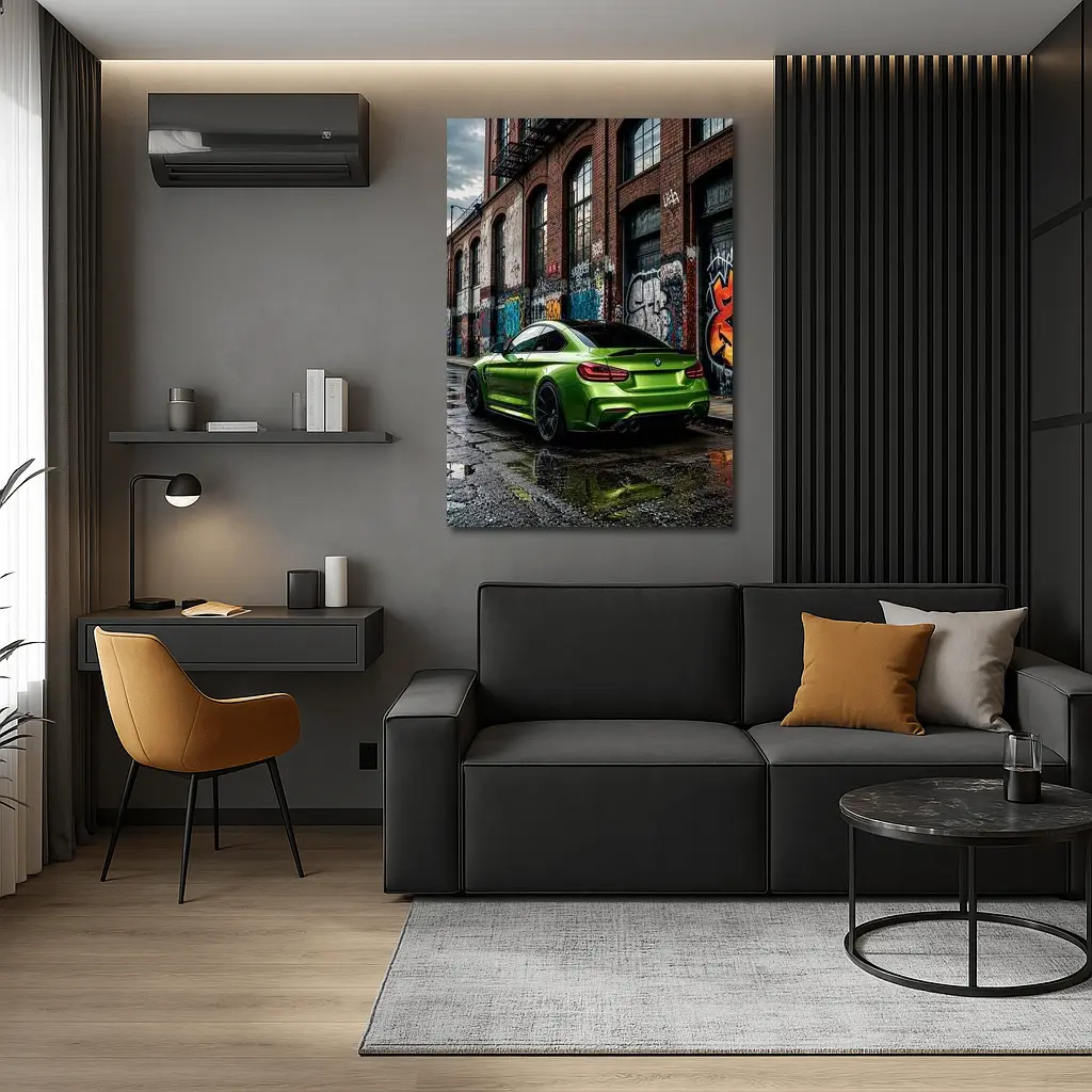 BMW M4 Green Coupe Urban Graffiti Street – Wall Art