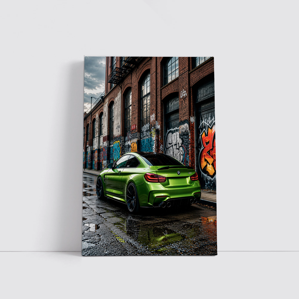 BMW M4 Green Coupe Urban Graffiti Street – Wall Art