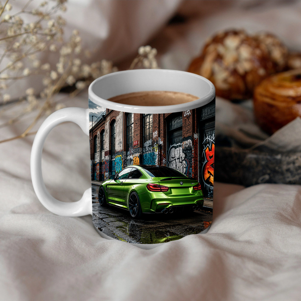 BMW M4 Green Coupe Urban Graffiti Street – Mugs