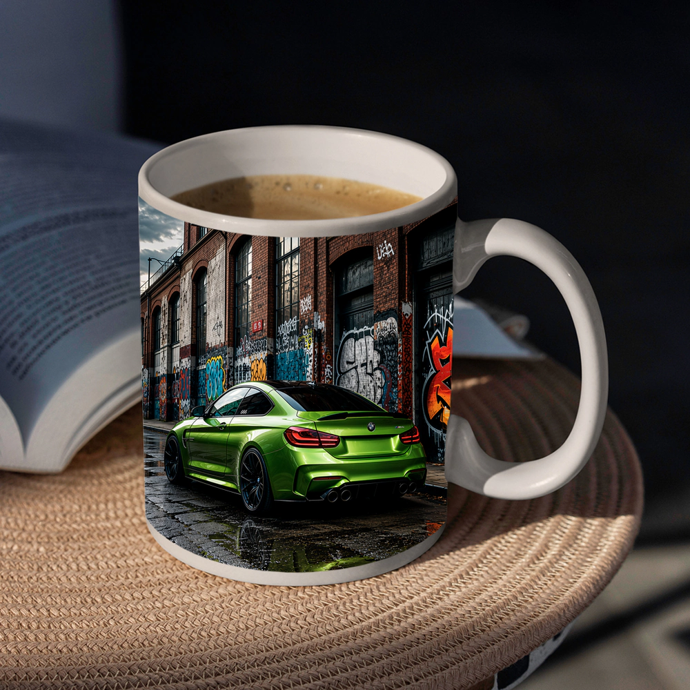BMW M4 Green Coupe Urban Graffiti Street – Mugs