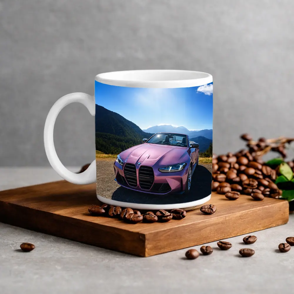 BMW M4 Convertible Pink Mountain Sunny Day – Mugs