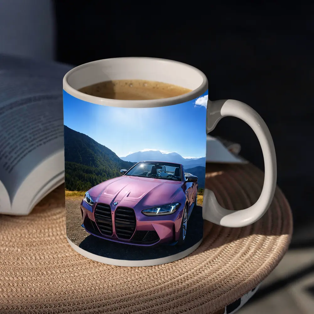 BMW M4 Convertible Pink Mountain Sunny Day – Mugs