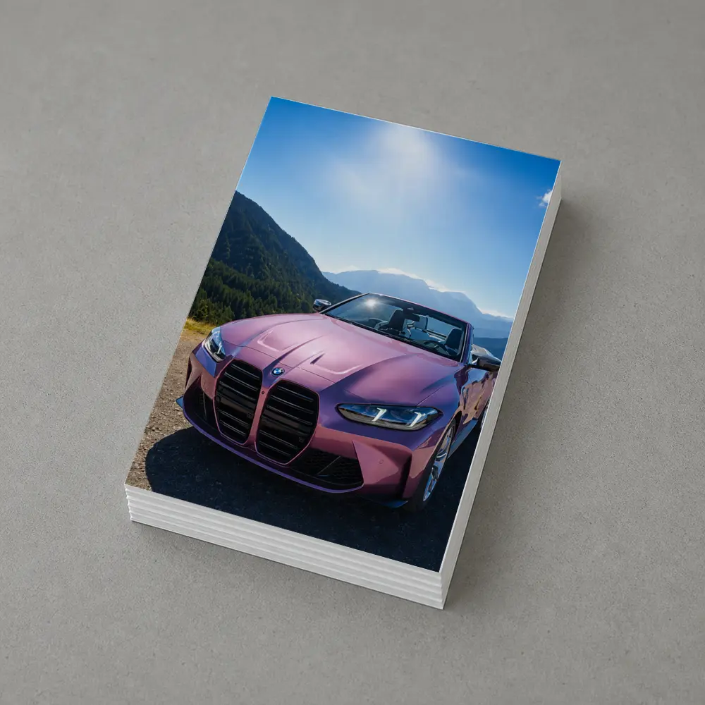 BMW M4 Convertible Pink Mountain Sunny Day – Postcards