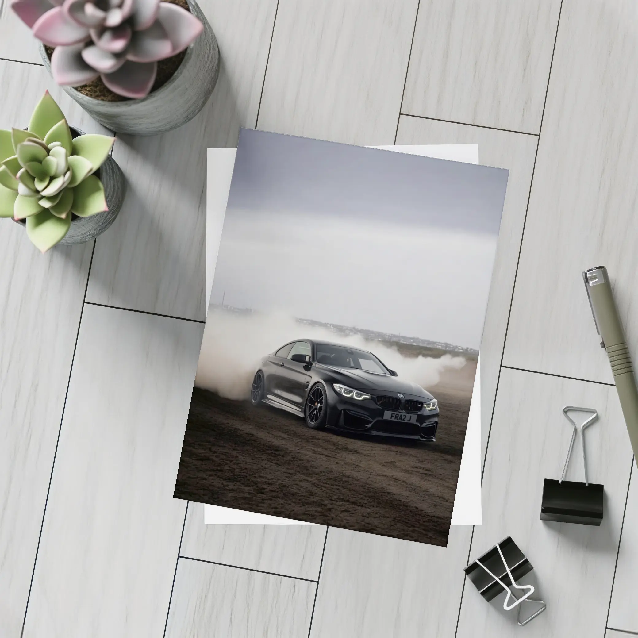 BMW M4 Black Burnout Smoky Drift – Postcards