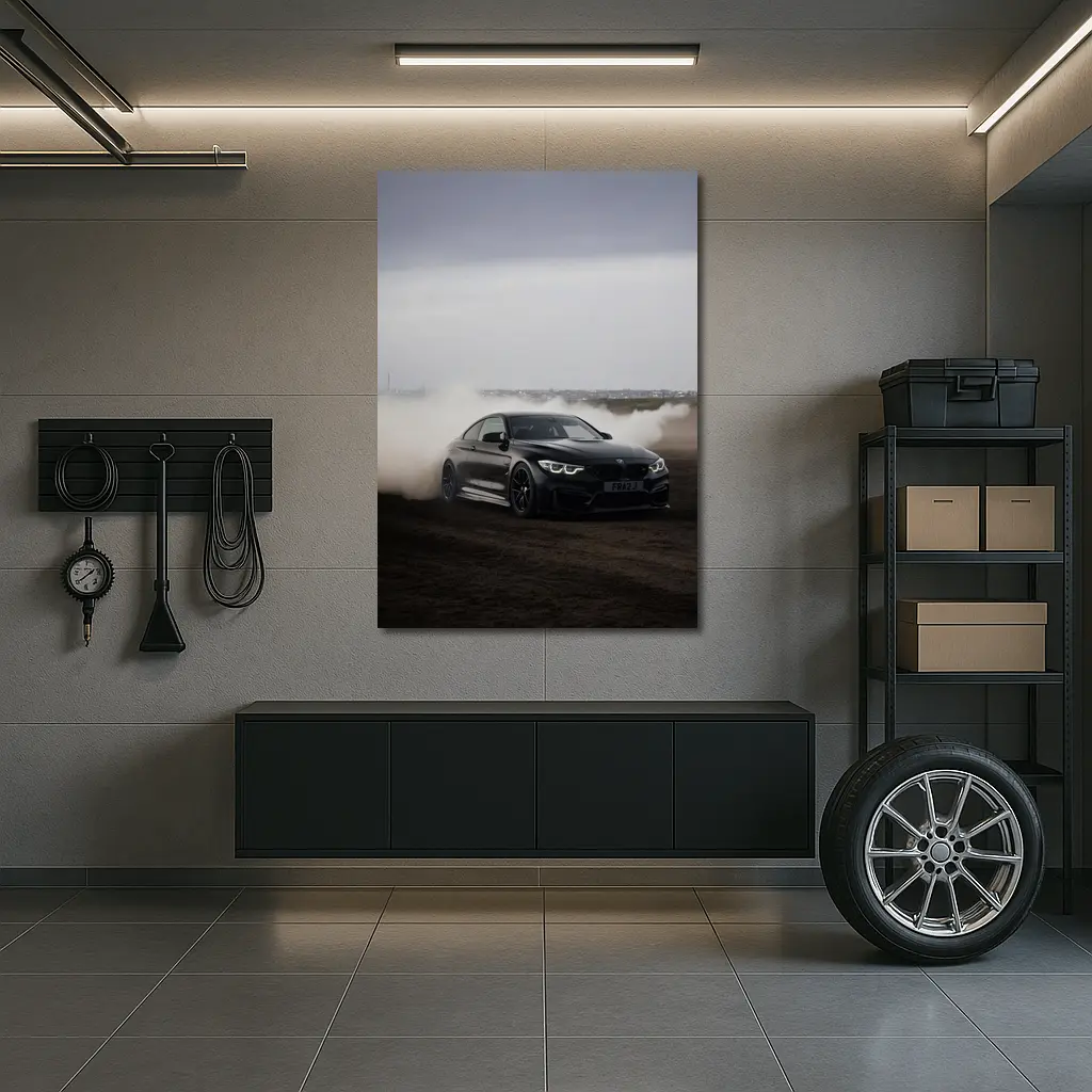 BMW M4 Black Burnout Smoky Drift – Wall Art