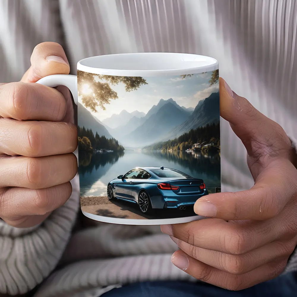 BMW M4 Coupe Parked By Mountain Lake – Mugs