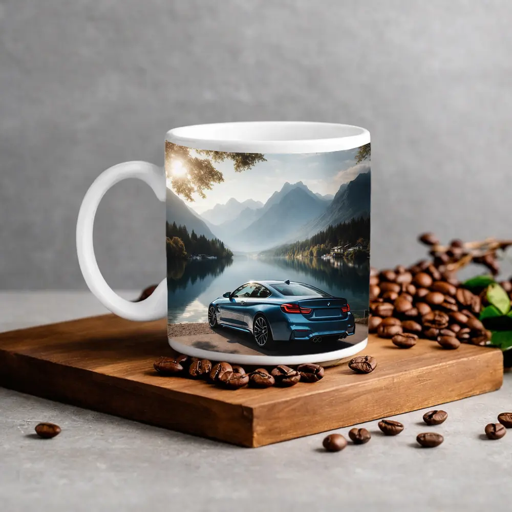 BMW M4 Coupe Parked By Mountain Lake – Mugs