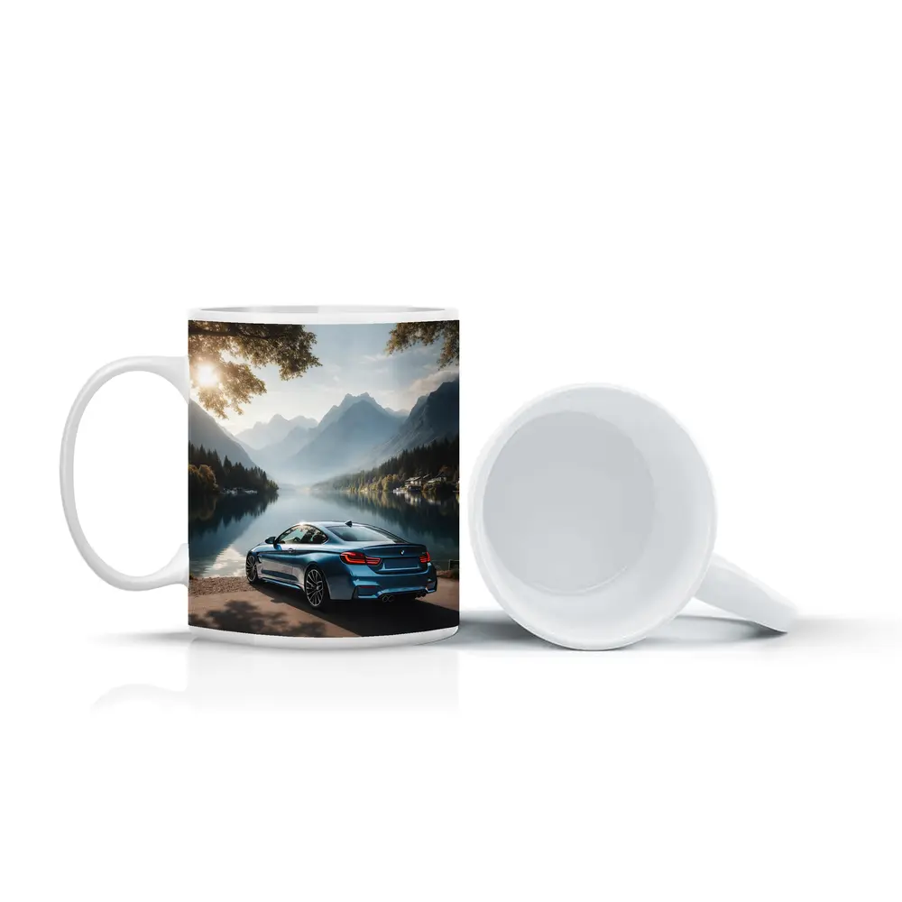 BMW M4 Coupe Parked By Mountain Lake – Mugs