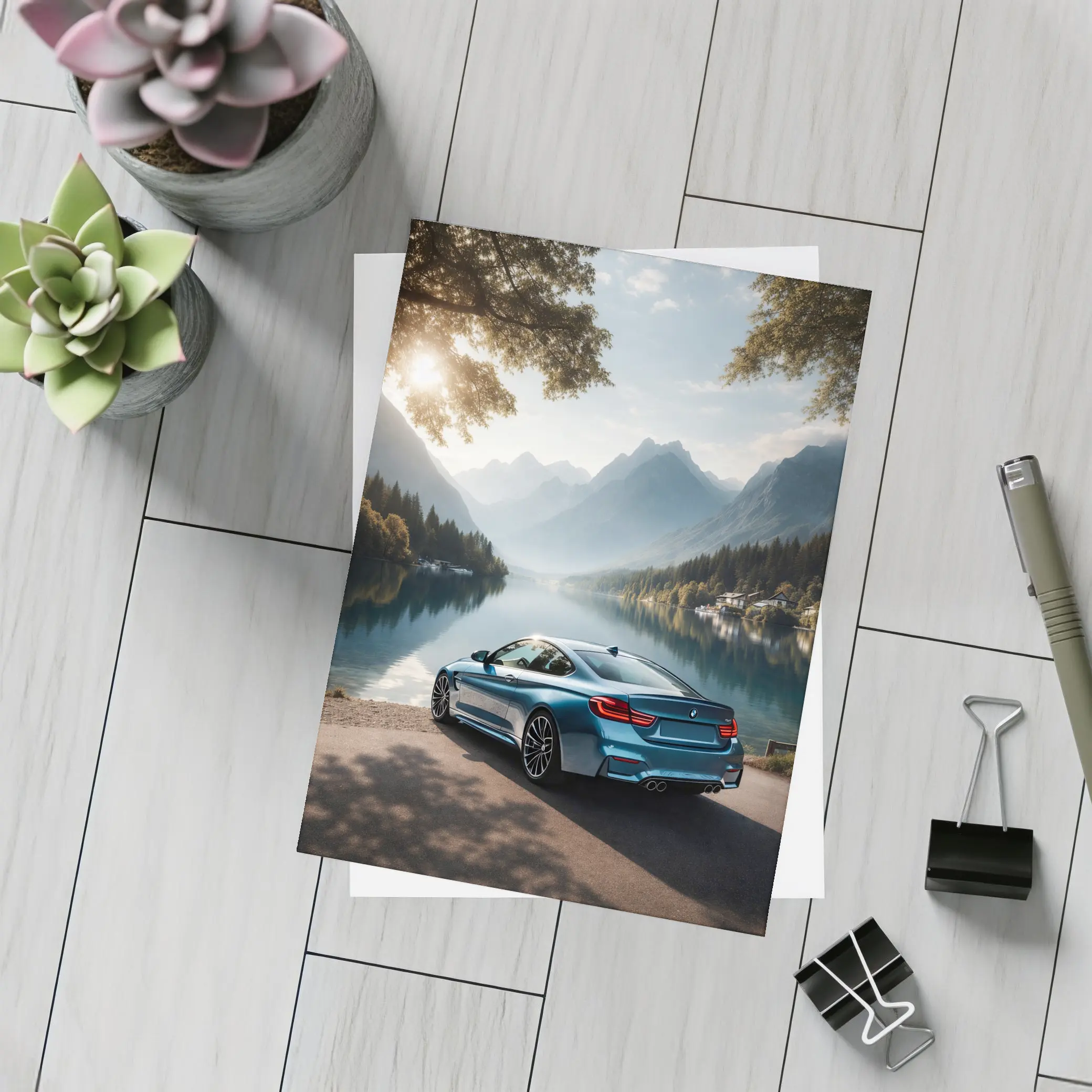 BMW M4 Coupe Parked By Mountain Lake – Postcards