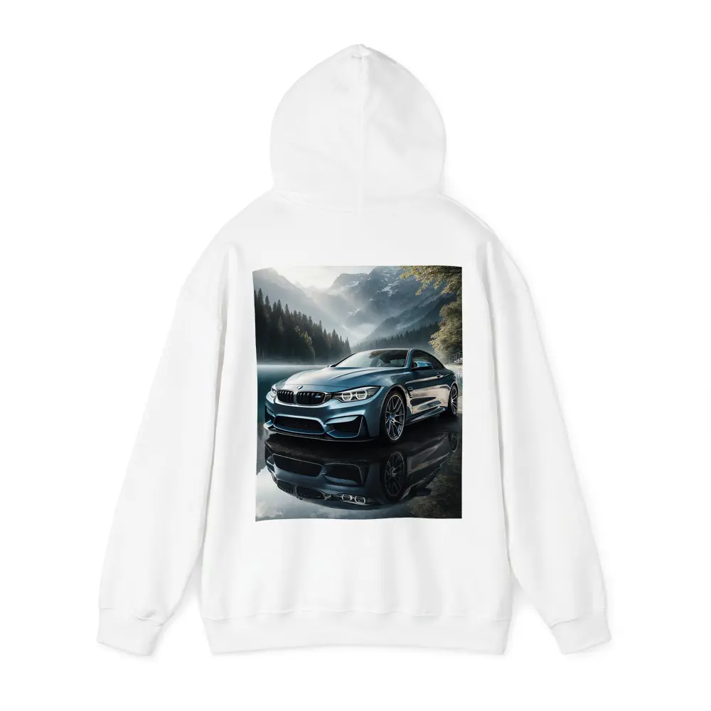 BMW M4 Blue Coupe Mountain Lake Scene – Hoodies