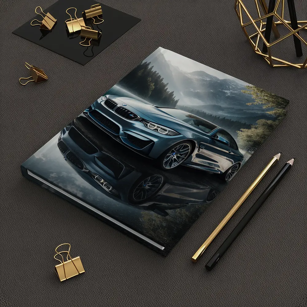 BMW M4 Blue Coupe Mountain Lake Scene – Notebooks