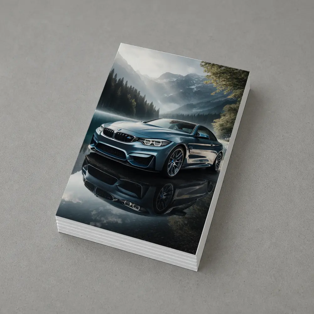 BMW M4 Blue Coupe Mountain Lake Scene – Postcards