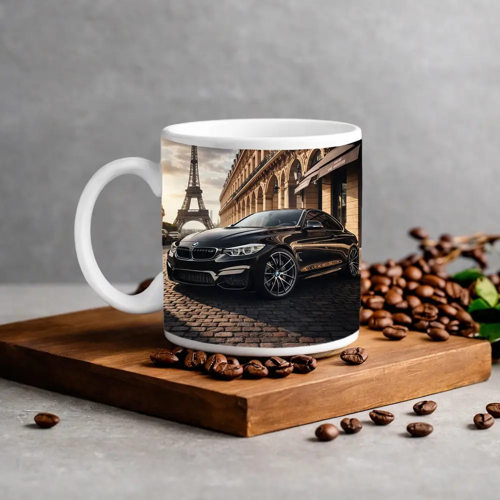 BMW M4 Black Coupe Paris Eiffel Tower – Mugs